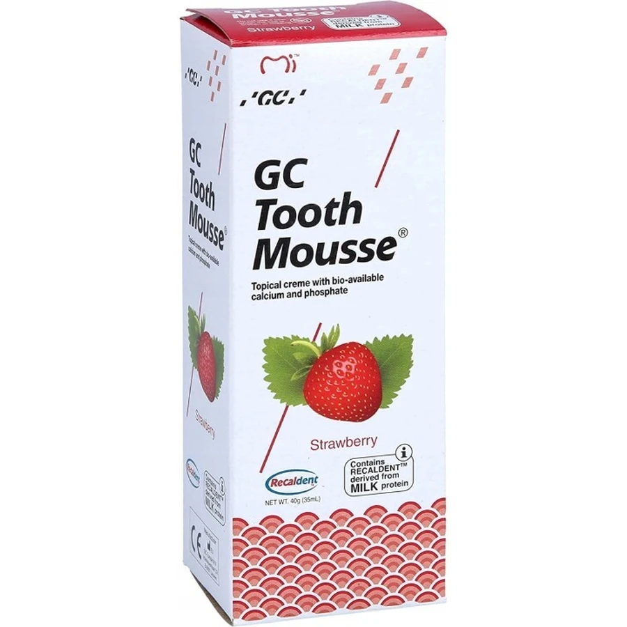 GC Tooth Mousse Zahnpasta, Erdbeergeschmack ohne Fluorid, 35 ml