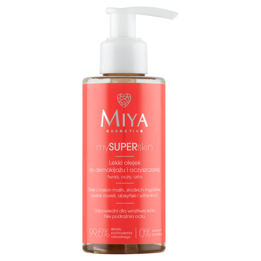 Miya mySUPERskin, aceite desmaquillante y limpiador ligero, rostro, ojos y labios, 140 ml