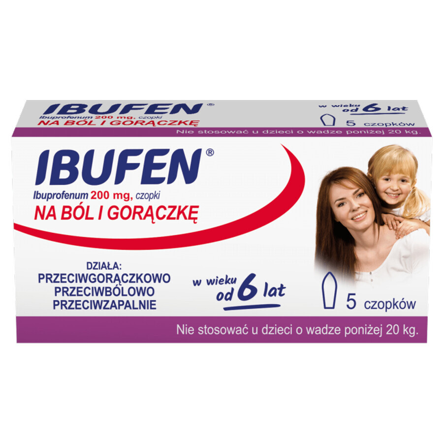 Ibufen Baby 200 mg, supposte a partire dai 6 anni di età, 5 unità