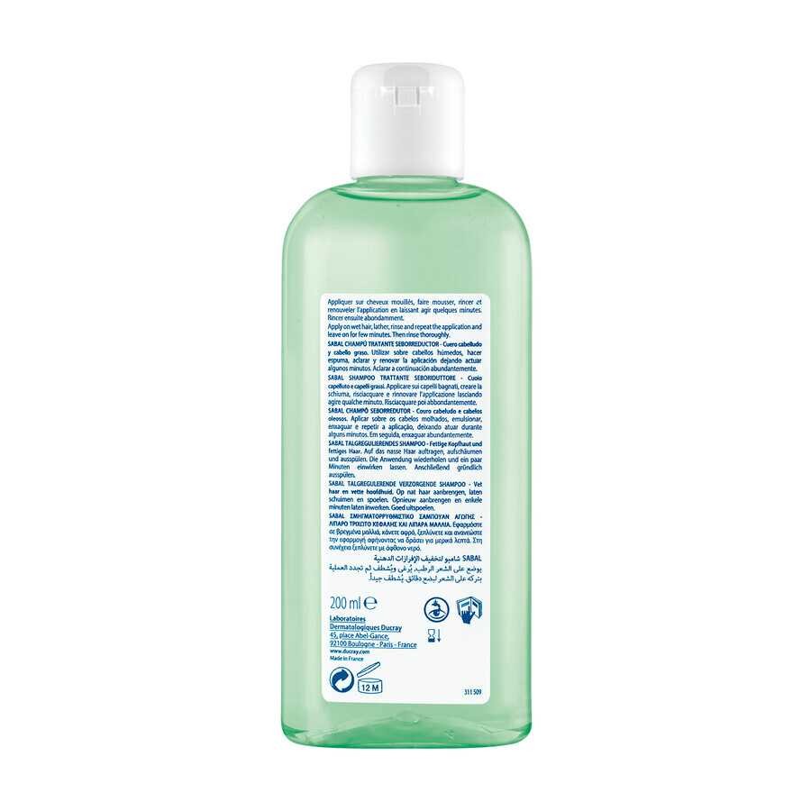 Ducray Sabal, talgreduzierendes Shampoo für fettiges Haar, 200 ml