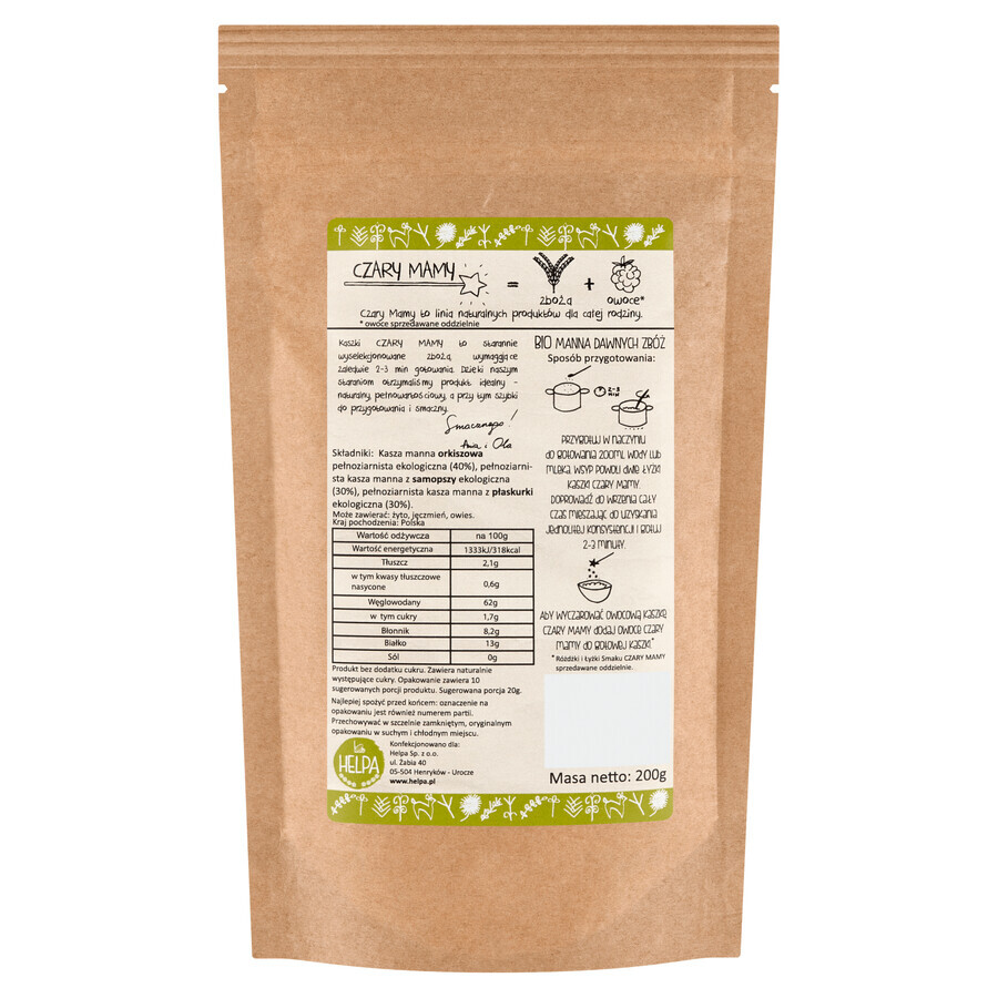 Mother's spells Helpa Bio Ancient grain meal, flat bread, spelled, semolina, no milk, no added sugar, 200 g