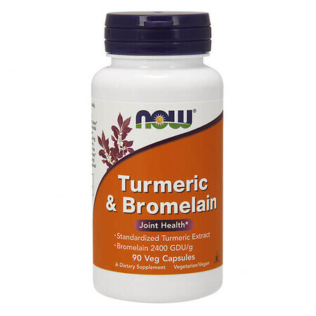 Now Foods Turmeric & Bromelain, cúrcuma y bromelina, 90 cápsulas