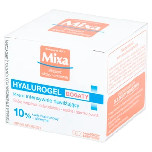 Mixa Hyalurogel, cremă hidratantă 24h, piele bogată, uscată și foarte uscată, 50 ml