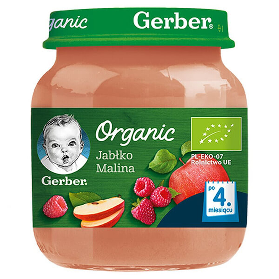 Gerber Bio, Dessert, Apfel-Himbeere, nach 4 Monaten, 125 g