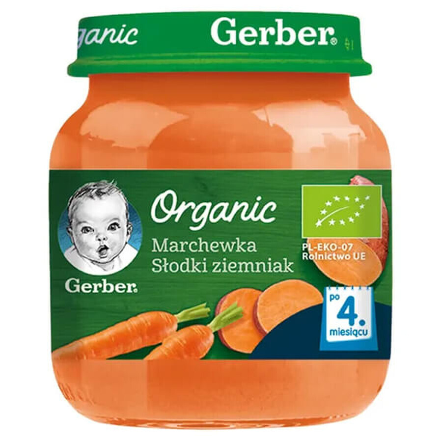 Gerber Organic Lunch, morcov, cartof dulce, după 4 luni, 125 g