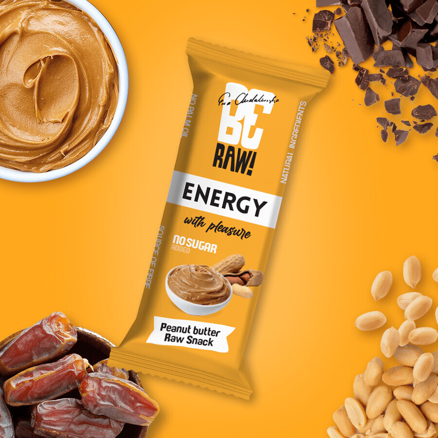 BeRAW! Energy Raw Snack, baton energetic, cremă de alune, 40 g