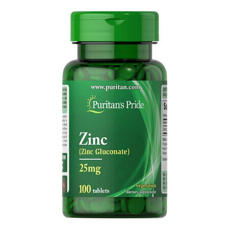 Puritans Pride Zinkgluconat, Zink 25 mg, 100 Tabletten