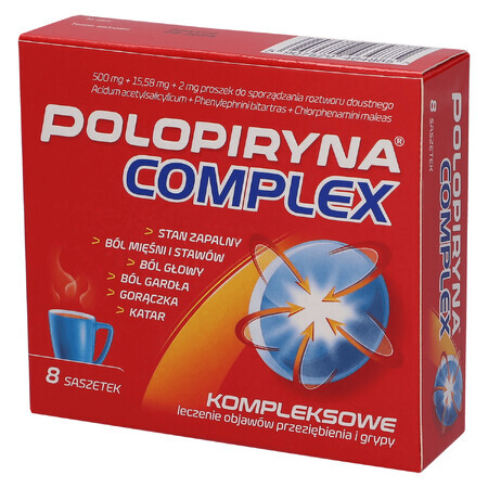 Polopyrin-Komplex 500 mg + 15,58 mg + 2 mg, 8 Portionsbeutel