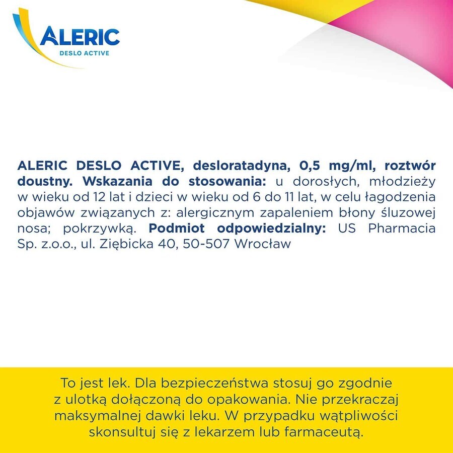 Aleric Deslo Active 0.5 mg/ml, oral solution, 60 ml