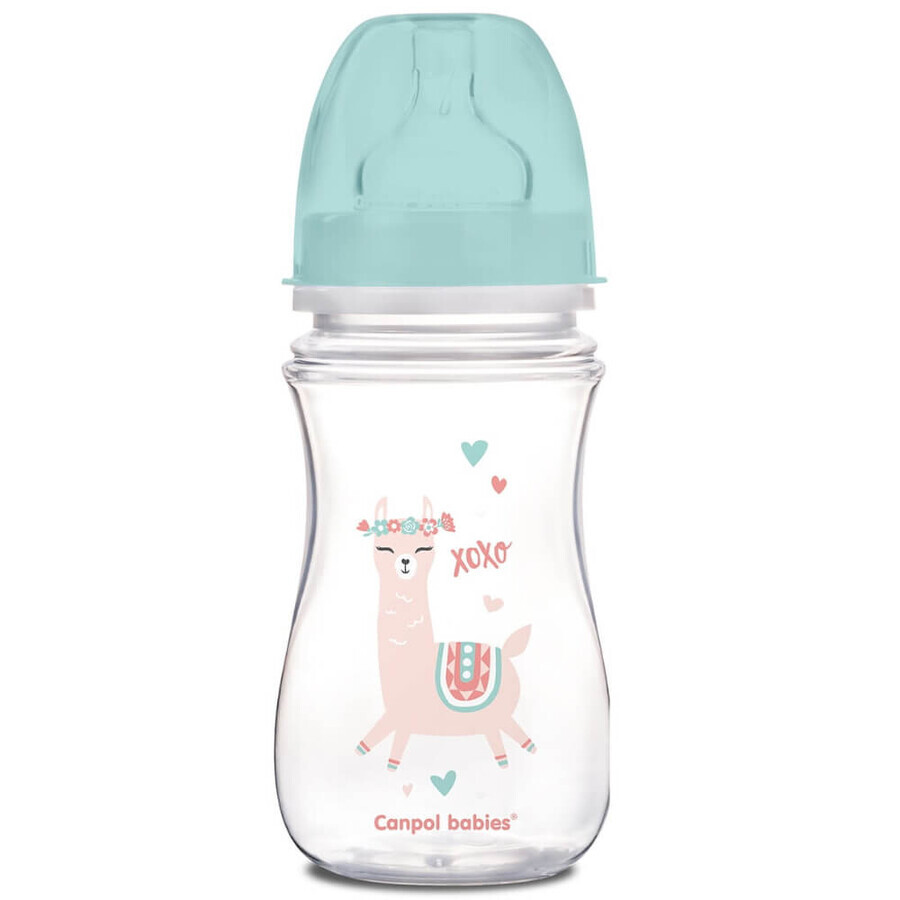 Canpol Babies EasyStart, biberón anticólicos, boca ancha, Juguetes, verde, 3-6 meses, 240 ml