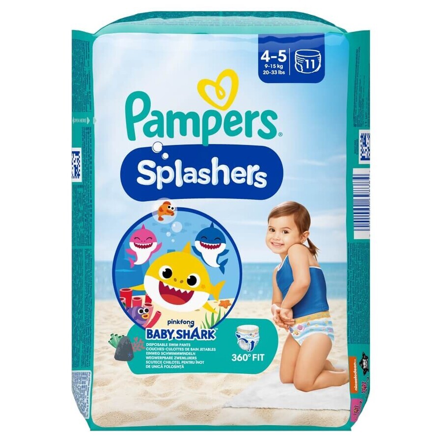 Pampers Splashers, scutece de înot, mărimea 4-5, 9-15 kg, 11 buc