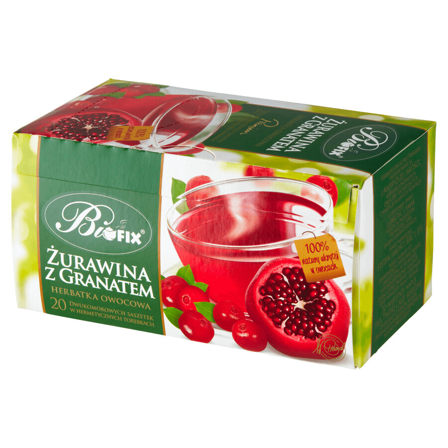 Bi Fix, Premium Cranberry mit Granatapfel, Früchtetee, 20 Portionsbeutel