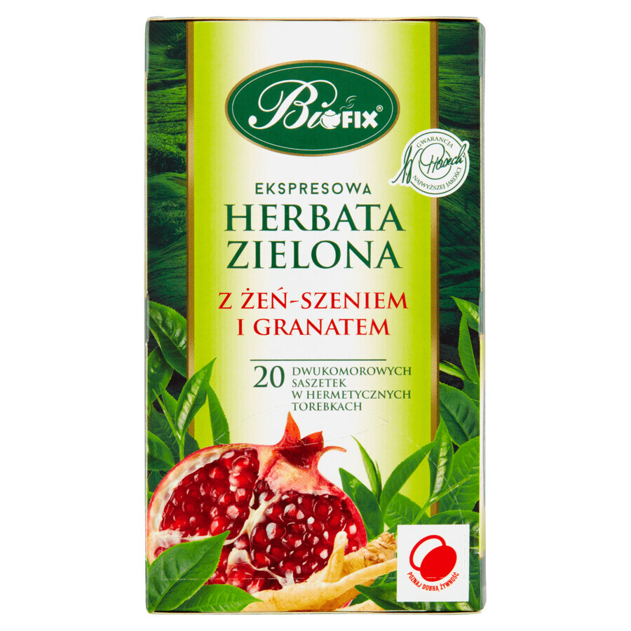 Bi Fix, ginseng verde expres premium cu rodie, 20 pliculețe