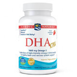 Nordic Naturals DHA Xtra, Omega-3 1660 mg, aromă de căpșuni, 60 capsule