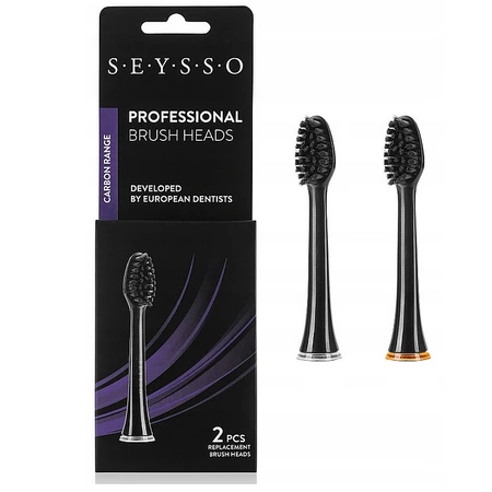 Seysso Carbon Professional, punte di ricambio per spazzolino sonico con carbone attivo, 2 pezzi