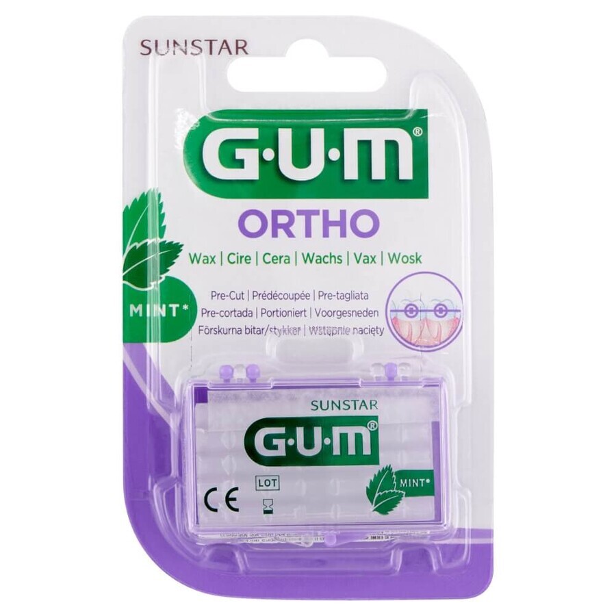 Sunstar Gum Ortho, kieferorthopädisches Wachs, kalibriert, Minzgeschmack, 1 Stück