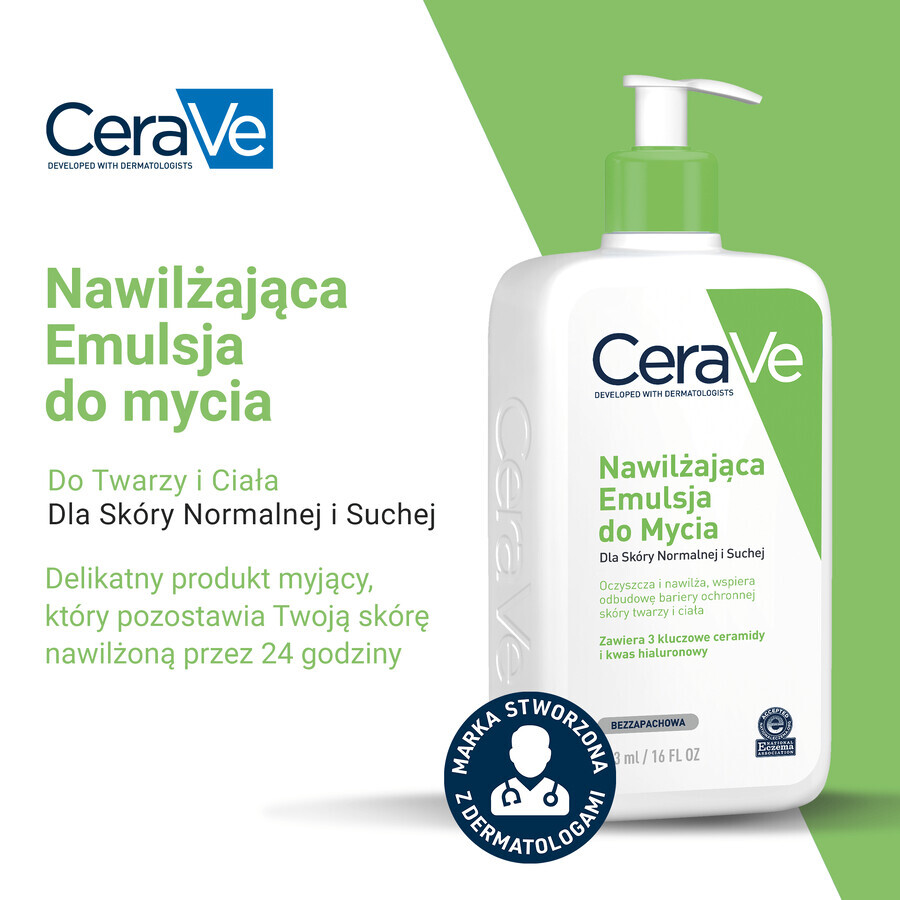 CeraVe, emulsie de curățare hidratantă, piele normală și uscată, 473 ml