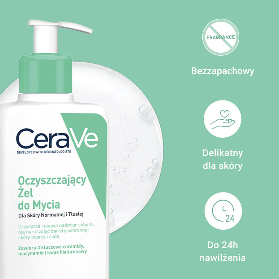 CeraVe, gel de curățare cu ceramide, ten normal și gras, 473 ml