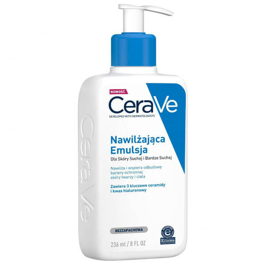 CeraVe, feuchtigkeitsspendende Emulsion mit Ceramiden, trockene und sehr trockene Haut, 236 ml