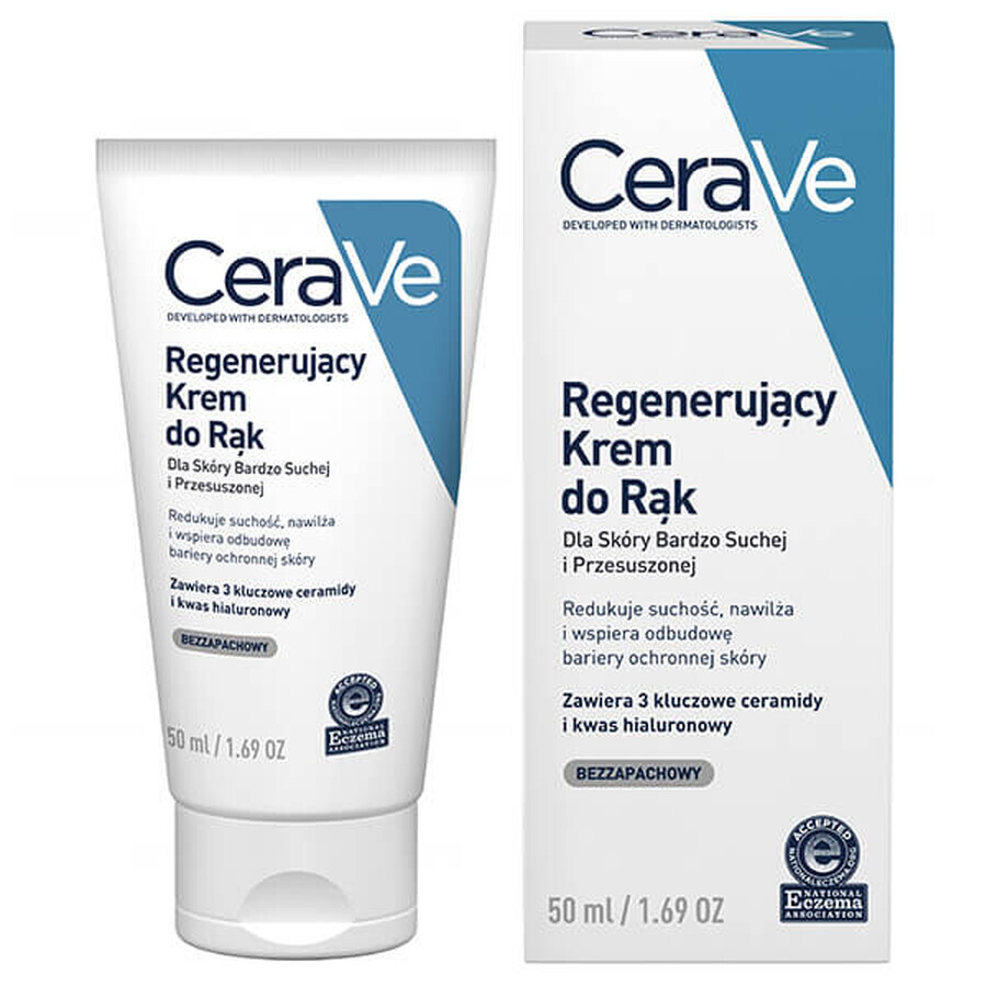 CeraVe, Regenerierende Handcreme mit Ceramiden, sehr trockene und dehydrierte Haut, 50 ml