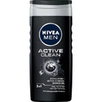 Nivea Men, Gel doccia 3 in 1 per viso, corpo e capelli, Active Clean, 250 ml