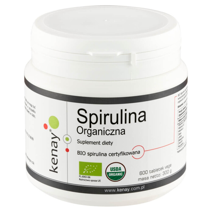 Kenay, Bio Spirulina, 600 Tabletten