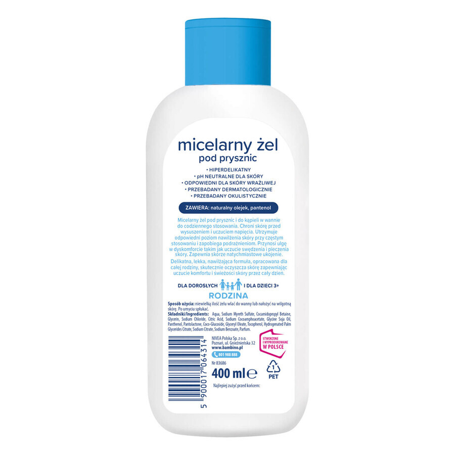 Bambino Family, micellar shower gel, hyper-delicate, from 3 years, 400 ml