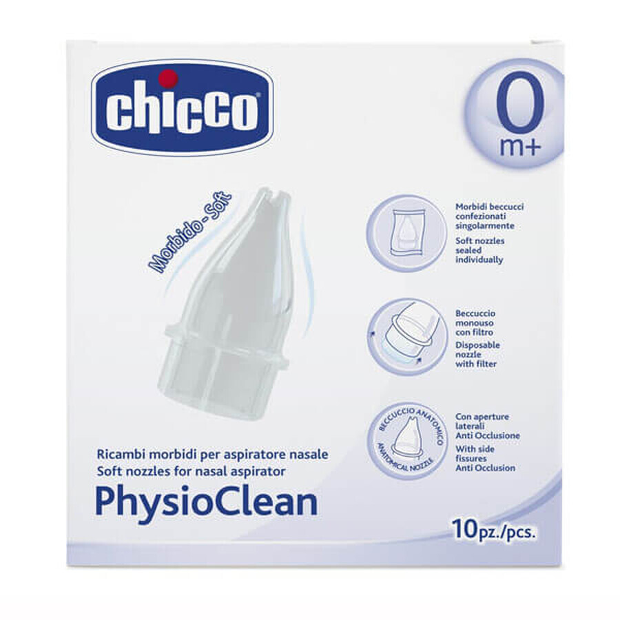 Chicco, PhysioClean, punte di ricambio per aspiratore nasale, 10 pezzi