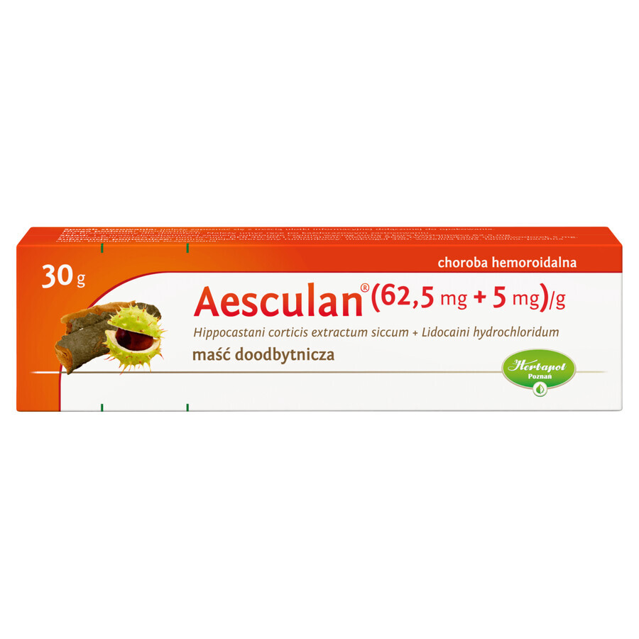 Aesculan (62,5 mg + 5mg)/g, rectale zalf, 30 g