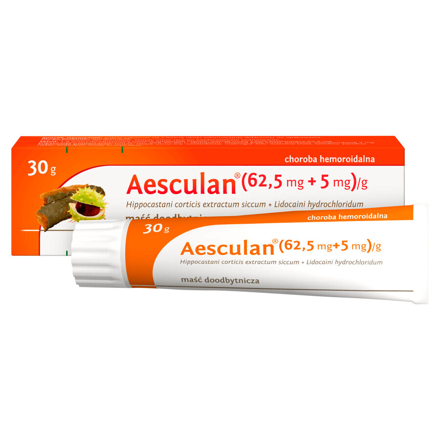 Aesculan (62,5 mg + 5mg)/g, rectale zalf, 30 g