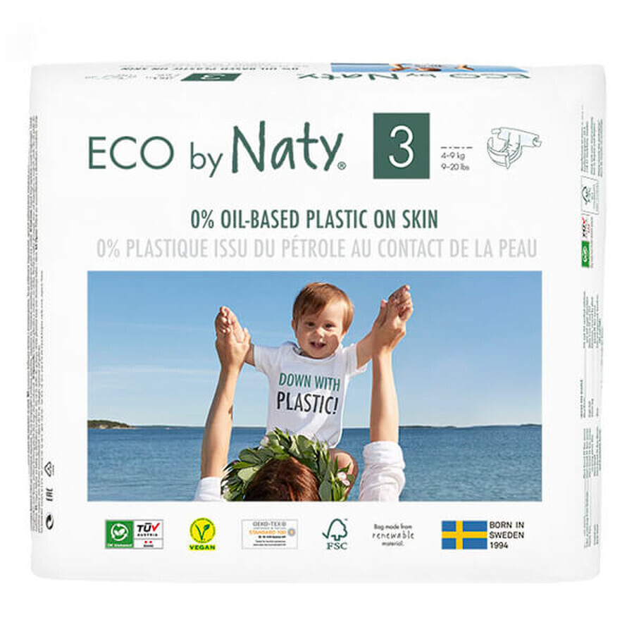 Eco By Naty, Pannolini bio usa e getta taglia 3, 4-9 kg, 50 pz.