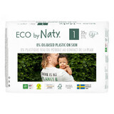 Eco By Naty, Bio-Wegwerfwindeln Größe 1, 2-5 kg, 25 Stück