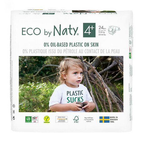 Eco By Naty, Pannolini bio usa e getta taglia 4+, 9-20 kg, 42 pz.