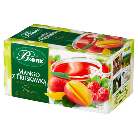 Bi Fix, Premium, Mango mit Erdbeere, Früchtetee, 20 Portionsbeutel