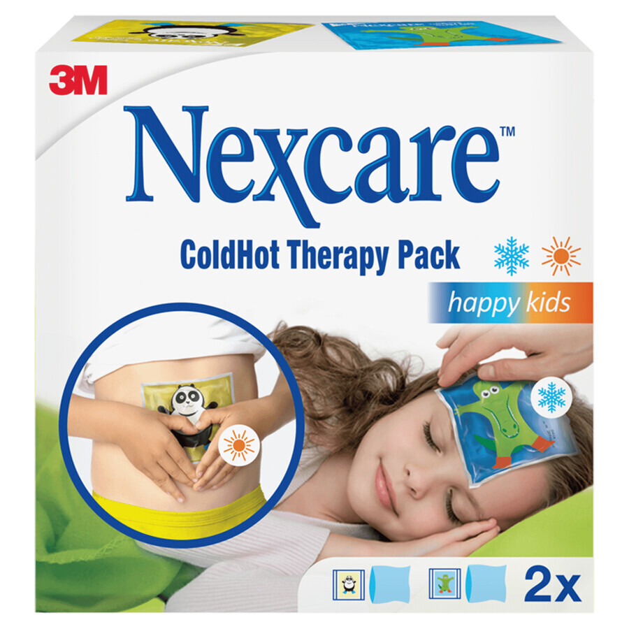 Nexcare ColdHot Happy Kids, Warm-Kalt-Gelpackung, 11 cm x 12 cm, 2 Stück