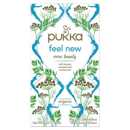 Pukka Feel New Organic, infusión de frutas y hierbas, anís, hinojo y cardamomo, 2 g x 20 bolsitas