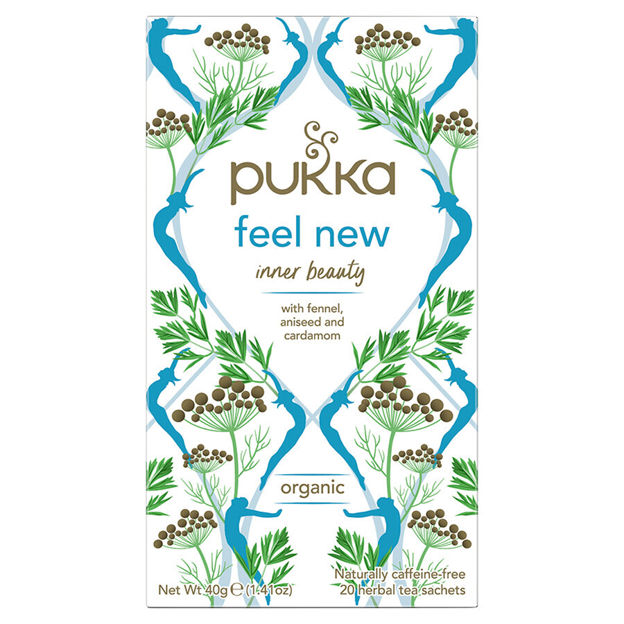 Pukka Feel New Organic, infusión de frutas y hierbas, anís, hinojo y cardamomo, 2 g x 20 bolsitas