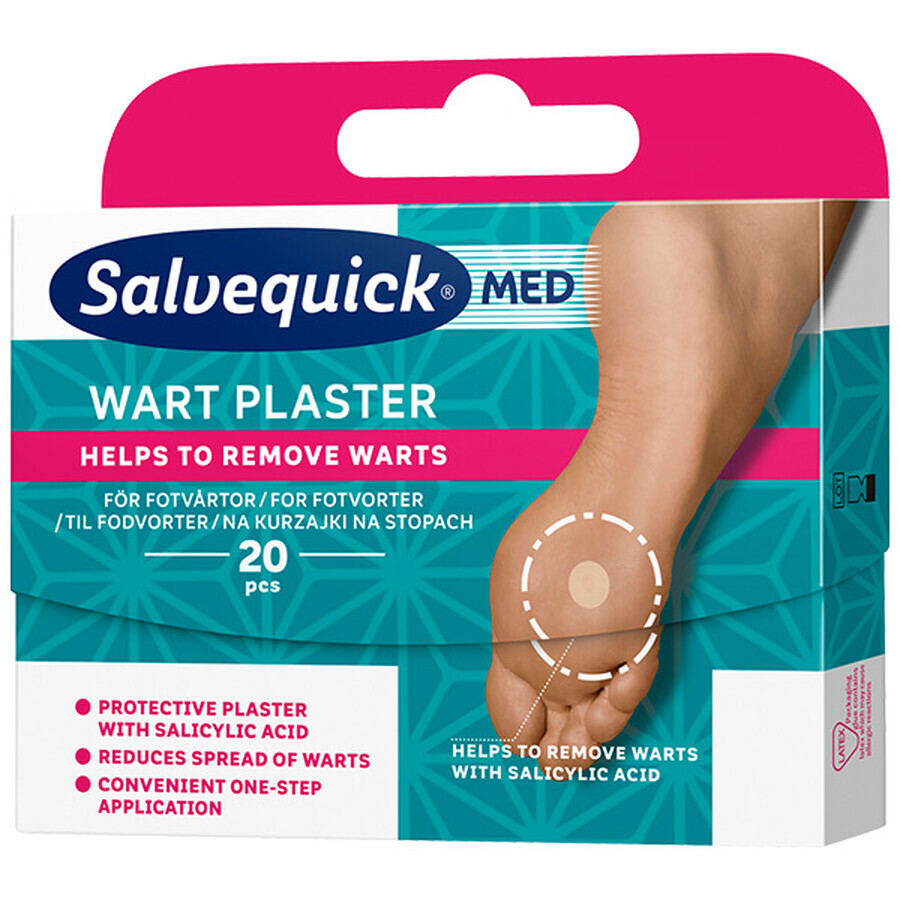 Salvequick Med Wart Patch, for warts, with salicylic acid, 20 pieces