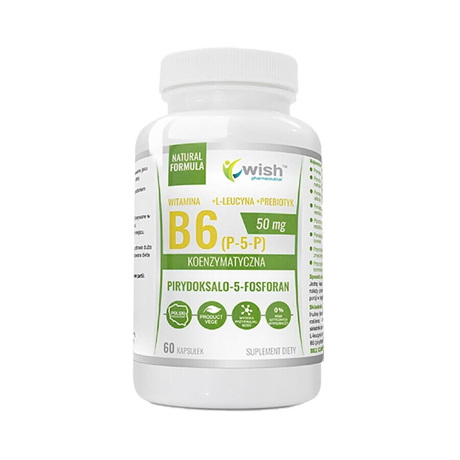 Wish, Vitamin B6 P-5-P coenzymatisch 50 mg + prebiotisch, 60 Kapseln