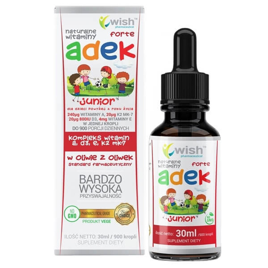 Wish Natural vitamins ADEK Junior Forte, Tropfen für Kinder ab 4 Jahren, 30 ml