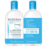 Bioderma Hydrabio H2O, feuchtigkeitsspendender mizellarer Make-up-Entferner, dehydrierte Haut, 2 x 500 ml