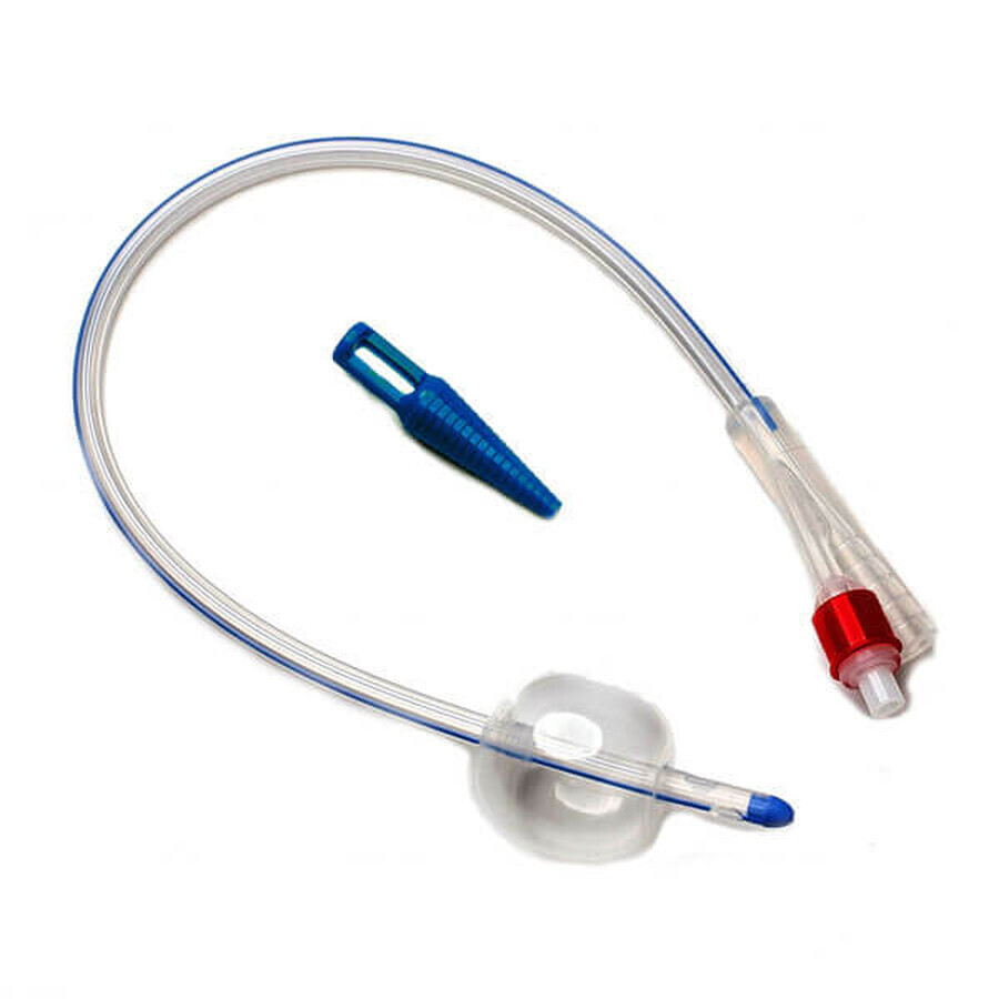 Foley Urethral Catheter, 2 Ways with Plastic Valve, 100% Silicone, with X-ray Contrast, CH 12, 1pc