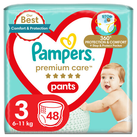 Pampers Premium Care Pants, disposable diapers, size 3, 6-11 kg, 48 pcs