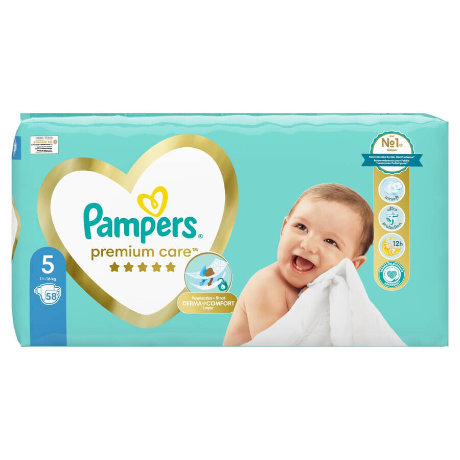 Pampers Premium Care, Windeln, Größe 5, Maxi, 11-16 kg, 58 Stück