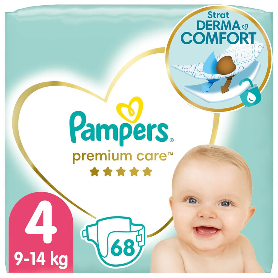 Pampers Premium Care, pannolini, taglia 4, 9-14kg, 68 pz.