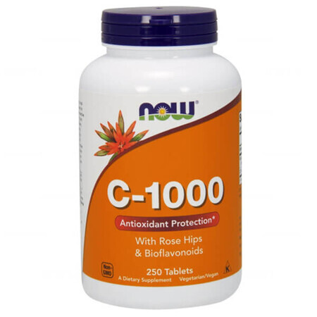 Now Foods C-1000, Vitamin C + Hagebutte + Bioflavonoide, 250 Tabletten