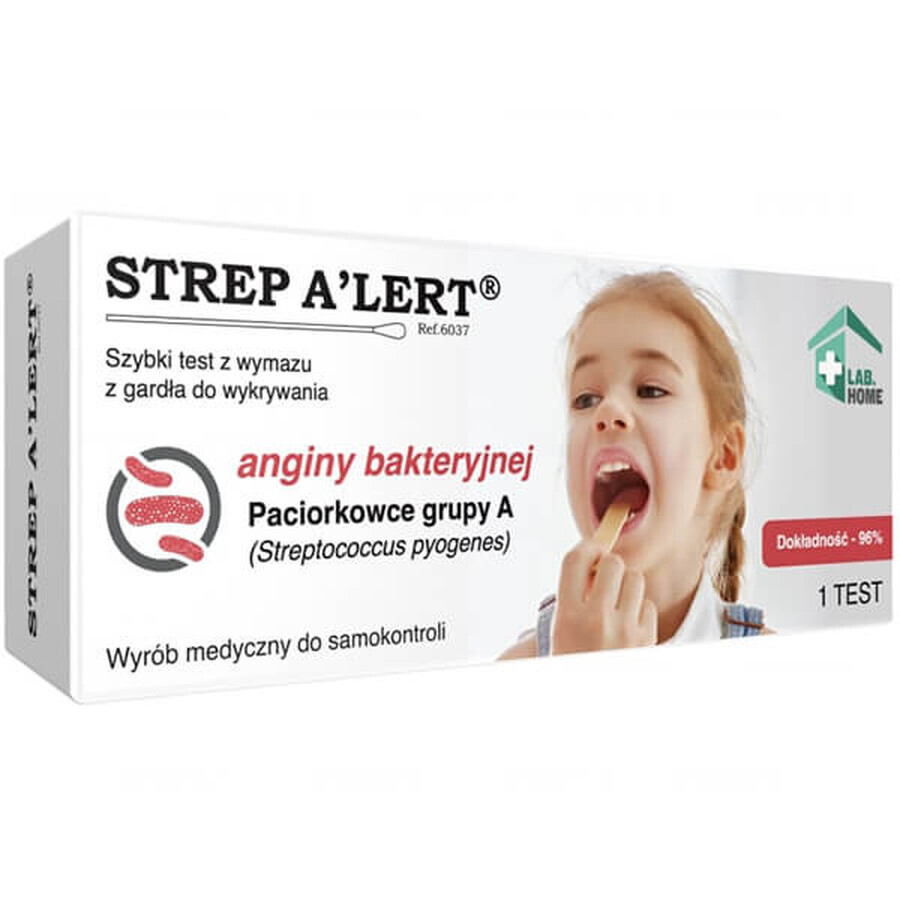 LabHome Strep A'Lert Throat Swab Test for Bacterial Tonsillitis and Scarlet Fever 1pc