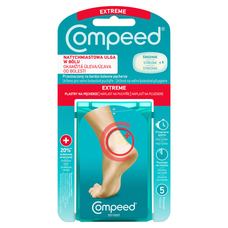 Compeed, Fersenblasenpflaster für Aktive, Hydrokolloid, mittel, 5 Stück