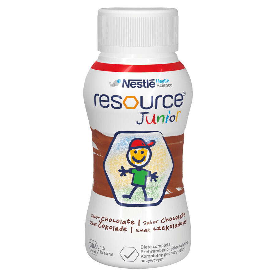 Resource Junior, Nahrungszubereitung ab 1 Jahr, Geschmacksrichtung Schokolade, 4 x 200 ml