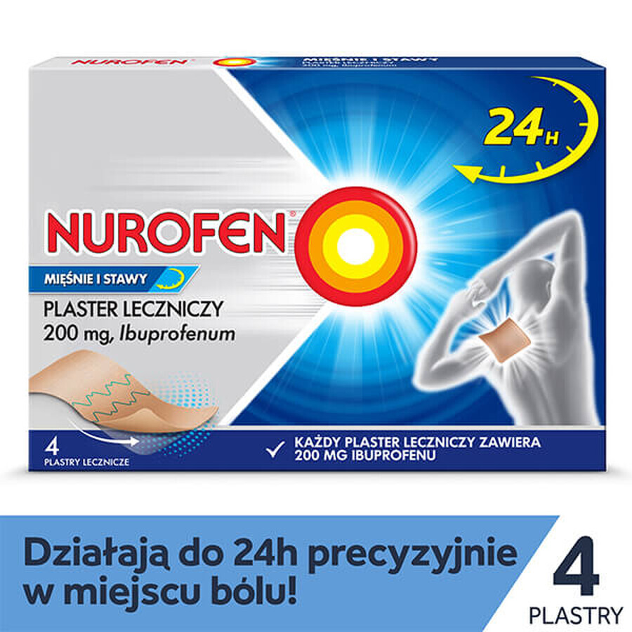 Nurofen Muskeln und Gelenke 200 mg, medizinisches Pflaster, 4 Stück